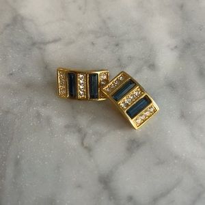 Swarovski gold and blue clip earring